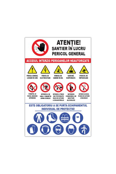 CUBIKA Panou santier "Atentie! Santier in lucru - Accesul interzis persoanelo...