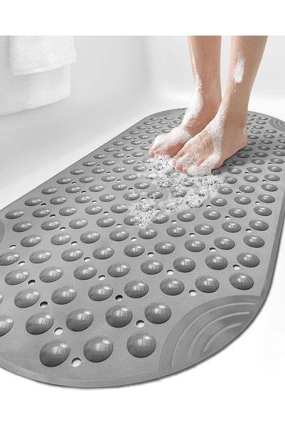 Generic Bathtub Mat Non Slip Shower Mats Extra Long Quick Dry, 40x88 cm Grey