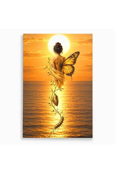 Luxcanva Tablou Canvas Zana Apusului 50x70 cm pe Sasiu Lemn Aripi Fluture Met...