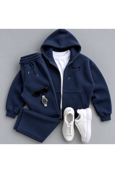 tiggir moda Unisex Hooded Cardigan Tracksuit Set 2-Piece Combination