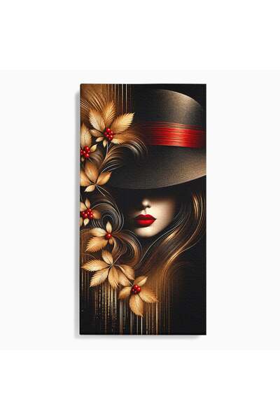 Luxcanva Tablou Canvas Femeie Misterioasa Cu Palarie 70x140 cm pe Sasiu Lemn ...