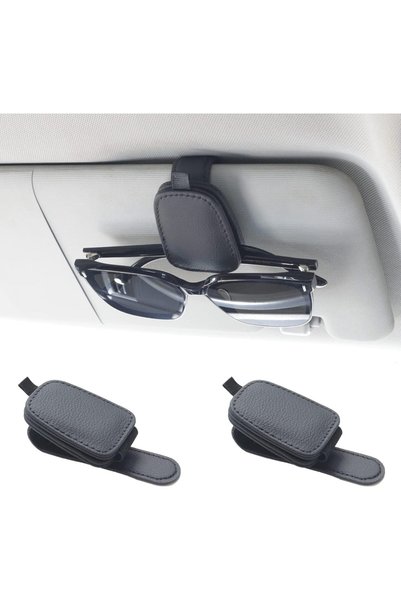 Generic 2 Packs Sunglasses Holders for Car Visor - Magnetic Leather Sunglasse...