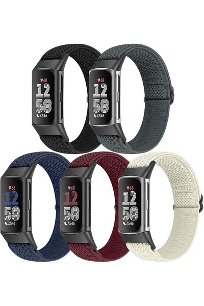 Generic 5 قطع من أربطة الساعة المصنوعة من النايلون المرن المتوافقة مع Fitbit ...