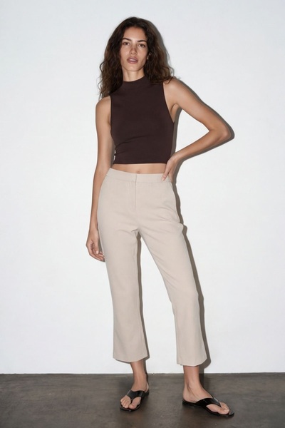 Quzu Women's Canvas Trousers Pnt02286 Beige