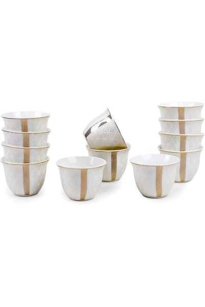 Generic Porcelain Cawa Cup, 80ml (12 Pieces, White & Gold) || Luxurious Tea C...