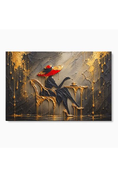 Luxcanva Tablou Canvas Doamna Eleganta La Cafenea cm pe Sasiu Lemn Doamna Caf...
