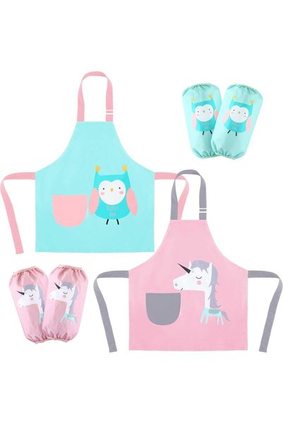 Generic NALACAL 2 Pack Kids Apron Waterproof Artist Painting Apron with Pocke...