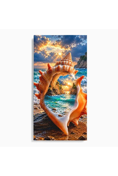 Luxcanva Tablou Canvas Peisaj Marin In Scoica 70x140 cm pe Sasiu Lemn Mare Va...