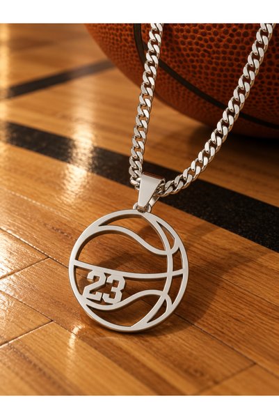 TAKI USTASI Kişiye Özel Forma Numaralı Basketbol Topu Kolye 925 Ayar 2,15mm G...