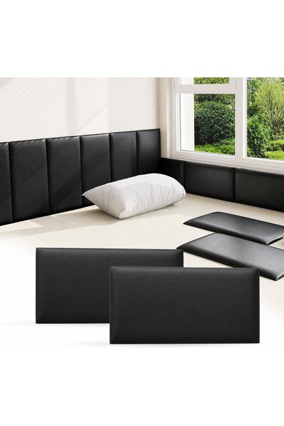 Generic 3D Anti-Collision Wall Padding for Kids, Black Peel and Stick Headboa...