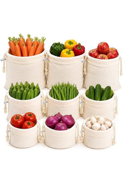 Generic مجموعة من 9 أكياس تخزين قابلة لإعادة الاستخدام للثلاجة مصنوعة من القط...