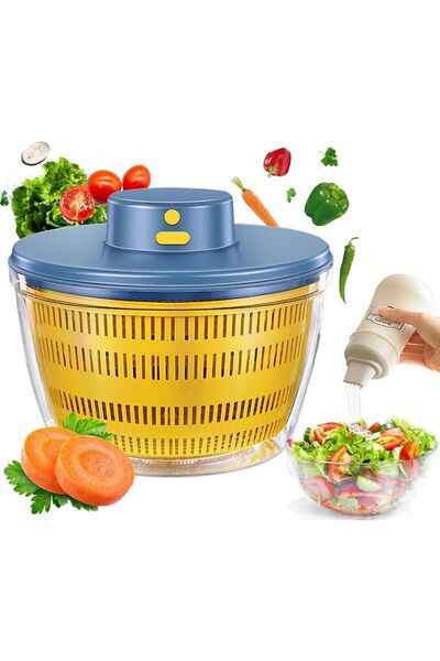 Generic جهاز تجفيف السلطة الكهربائي سعة 4 لتر - جهاز تجفيف الخس، جهاز غسل الف...