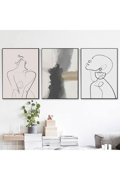 Generic Modern Line Painting Abstract Line Wall Art Abstract Sketch Art Women...