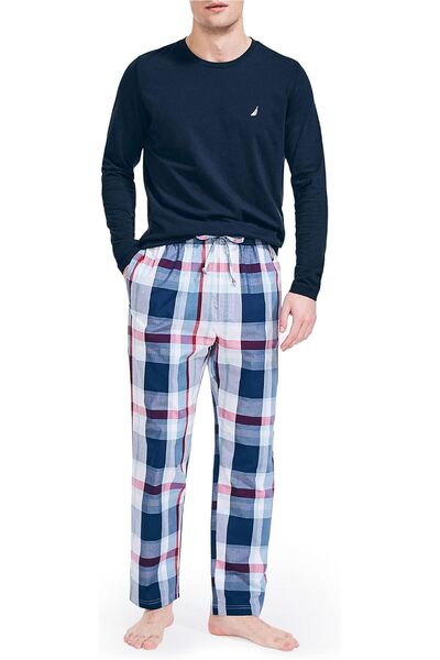 Generic mens Soft Woven 100% Cotton Elastic Waistband Sleep Pajama Pant