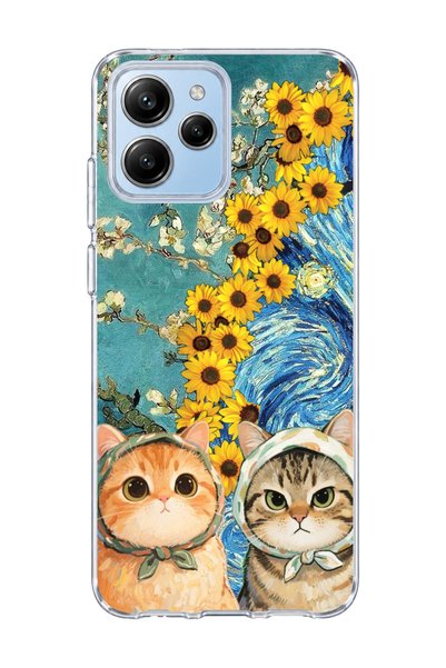 lelia Poco M6 Pro 5g Compatible Starry Night Two Cats Printed Transparent Pho...