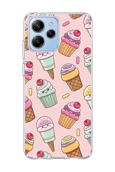 lelia Poco M6 Pro 5g Compatible Ice Cream Cake Pink Printed Transparent Phone...