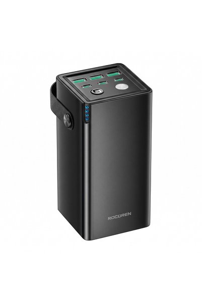 Rocoren 50000mAh 67.5W Powerbank Hızlı Şarj 6 Çıkışlı 3*Type-C 3*USB-A Taşıma Askılı Taşınabilir Şarj Cihazı