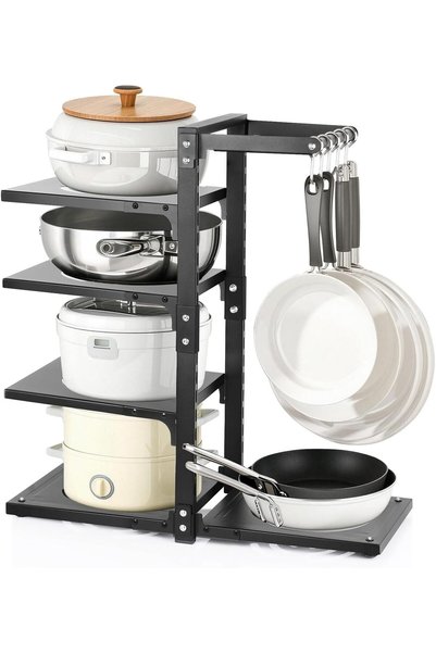 GENERAL 4-Tier Pot and Pan Organizer Rack, Adjustable Kitchen Cabinet Storage...