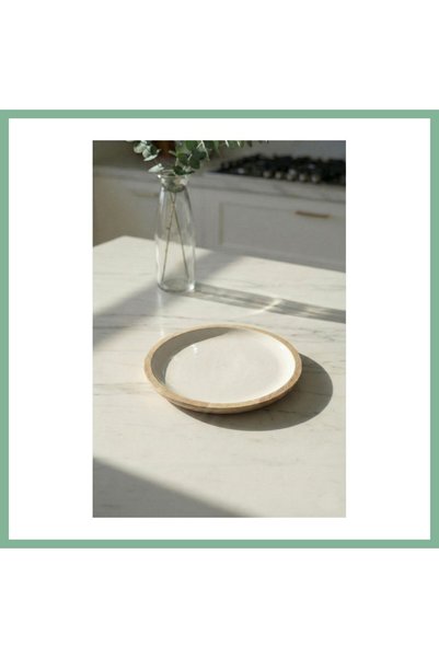 BŞK VİRGO Mango Tree Cake Plate & Presentation Plate 20 cm Cream Bsk2026