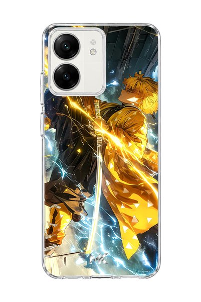lelia حافظة هاتف شفافة مطبوعة بتصميم أنمي سيف البرق متوافقة مع Redmi 13C