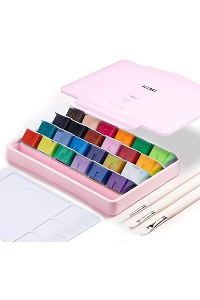 Generic HIMI Gouache Paint Set Jelly Cup 24 Vibrant Colors Non Toxic Paints w...