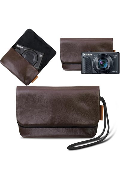 Generic حافظة كاميرا لكانون باورشوت SX740 SX730 HS، لون بني