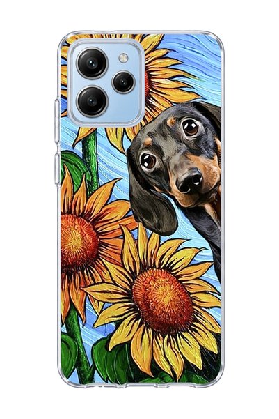 lelia Poco M6 Pro 5g Compatible Sausage Dog Sunflower Printed Transparent Pho...