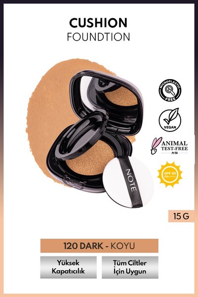 NOTE Cushion Foundation SPF 50 PA++++ Yoğun Kapatıcı, Doğal Saten Bitişli Fon...