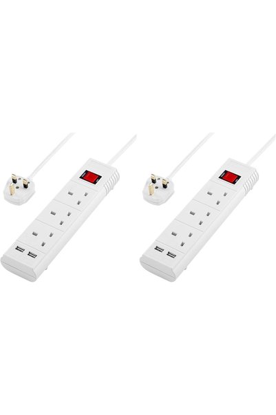 Generic كابل تمديد ثلاثي الاتجاهات مع مفتاح تشغيل/إيقاف ومنفذين USB - 5 أمتار...