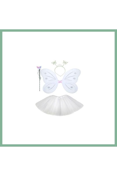 BŞK VİRGO White Butterfly Costume - White Butterfly Costume Accessory Set 4 P...
