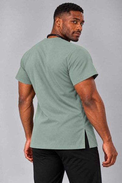 EMİR MEDİKAL (E-Flex) Lemon Mold Green Lycra Men's Single Top Non-Ironing Nurse and Doctor Uniform Scrubs Hospital Uniform