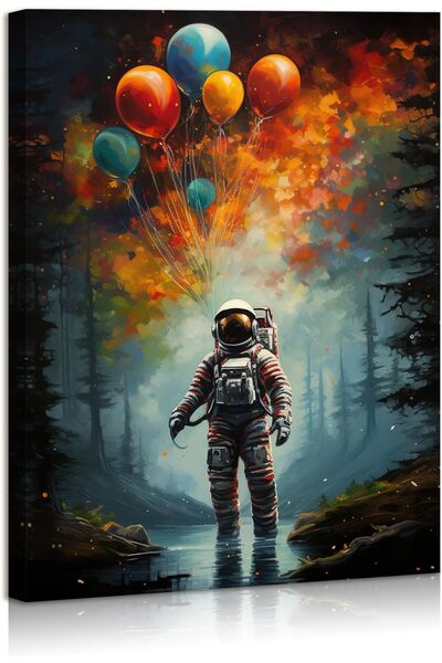 Generic Astronaut Wall Art Balloons Canvas Decor Forest Art Print Home Decor ...
