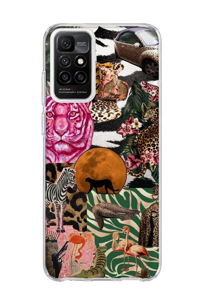 lelia حافظة هاتف شفافة مطبوعة بتصميم Wild Animal Collage متوافقة مع Redmi 10 ...