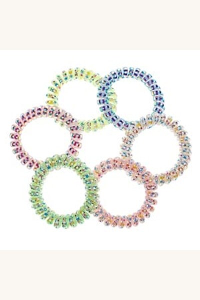 Comerivo Set 6 Elastice Spiralate cu Stele pentru Copii, Plastic Stralucitor ...