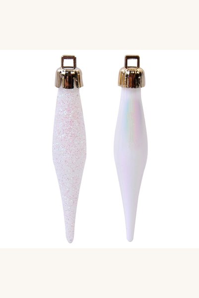 Comerivo Turturi de Craciun albi stralucitori cu glitter, set 18 bucati, 8cm