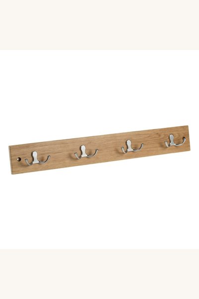 Comerivo Cuier lemn stejar 4 carlige duble, 50cm - organizare perete