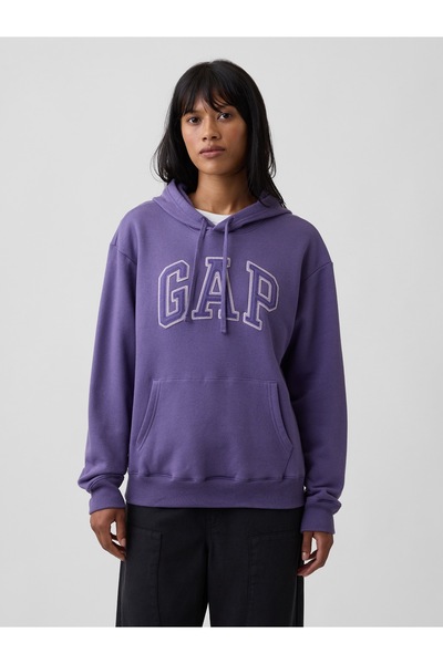 GAP Kadın Mor Relaxed Logo Sweatshirt