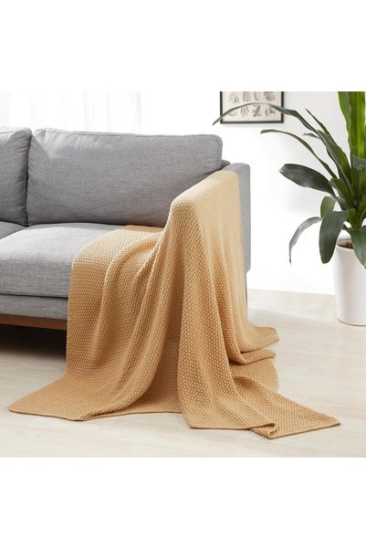 Generic Room Décor Knitted Throw Blanket, 127 x 152 cm, Sand