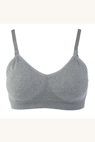 Comerivo Sutien fara cusaturi pentru alaptare, gri, cu pernute ajustabile si ...