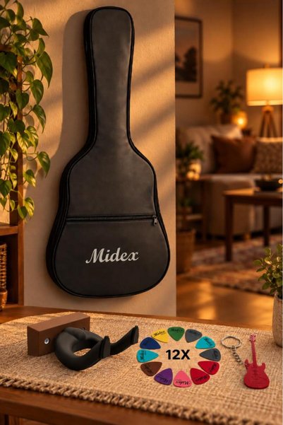 Midex GK-40K Klasik Gitar Çantası Kaliteli Siyah Kılıf (Duvar Askısı Standı +...