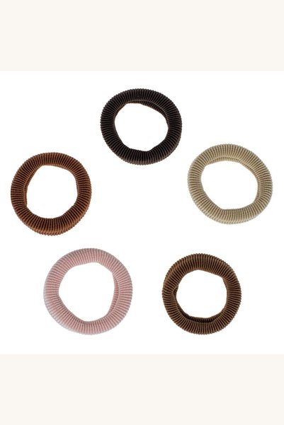 Comerivo 5 Elastice frotte groase pentru par, in tonuri de maro, bej si roz