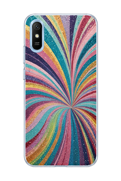 lelia حافظة هاتف شفافة متوافقة مع Redmi 9A مزودة بطباعة شعاع ملون ومضيء