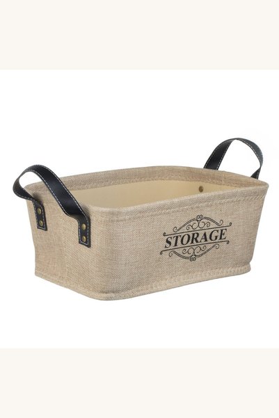 Comerivo Cos Textil Bej pentru Depozitare cu Manere Storage 33x22x13cm