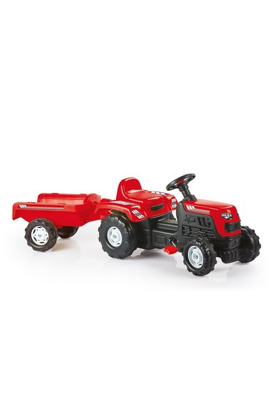 Dolu Tractor cu pedale cu remorcă, Roșu, 52x144x45 cm