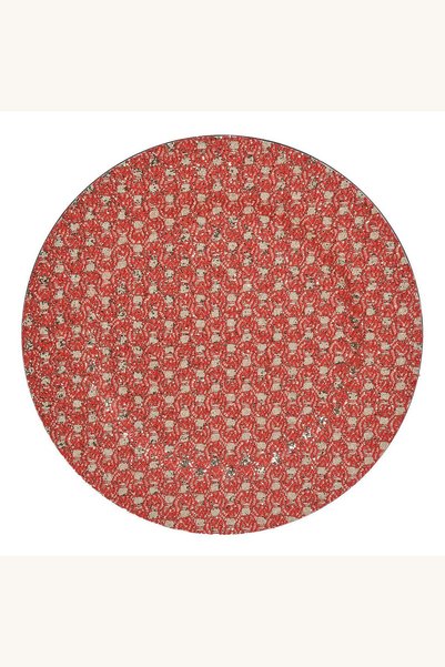 Comerivo Platou decorativ Craciun rosu cu dantela, 33cm - perfect pentru luma...