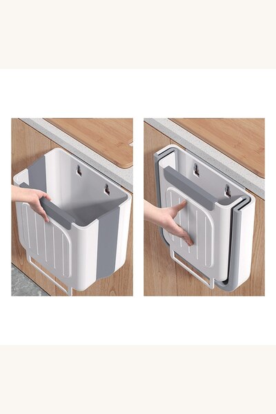 Comerivo Suport pliabil pentru pungi menajere, plastic ecru-gri, 6L, montare ...