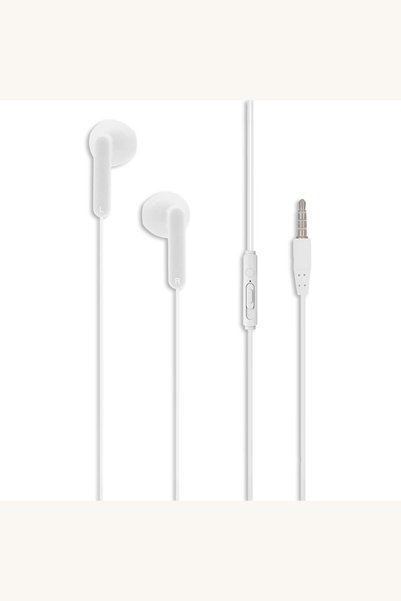 Comerivo Casti handsfree albe cu microfon, buton volum si cablu 120cm