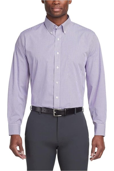 Generic Men's Regular Fit Gingham Button Down Collar Dress Shirt