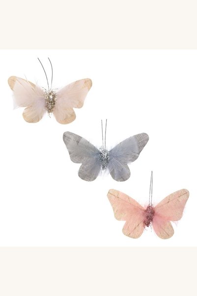 Comerivo Fluturi decorativi pentru perdele cu glitter, ecru gri nude, set 3 b...