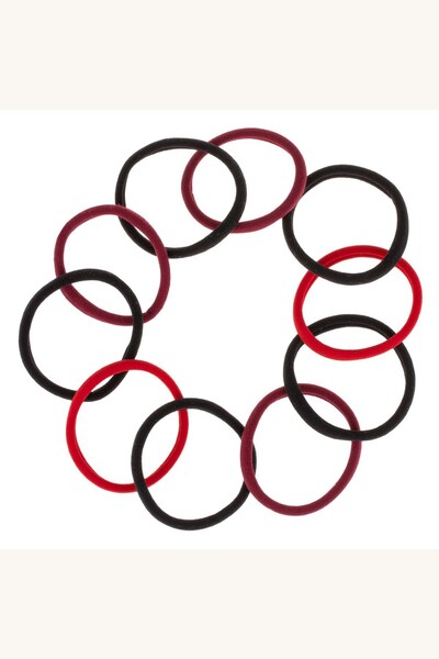 Comerivo Set 10 elastice par frotte negru bordo rosu pentru coafuri zilnice